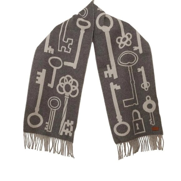 Auth HERMES - H259142S Dark Gray Light gray Cashmere Scarf - Picture 1 of 7